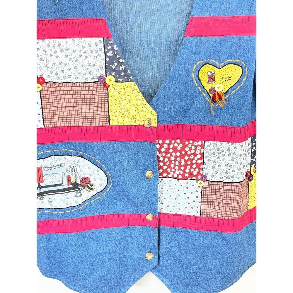 Vintage Bobbie Brooks Woman Cotton Sewing Cottage Granny Core Vest‎ 18W 20W - Picture 4 of 8